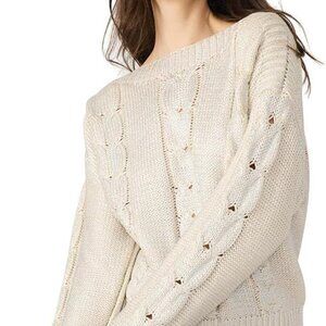 Steve Madden Debbi Cable Cotton Boat Neck Sweater